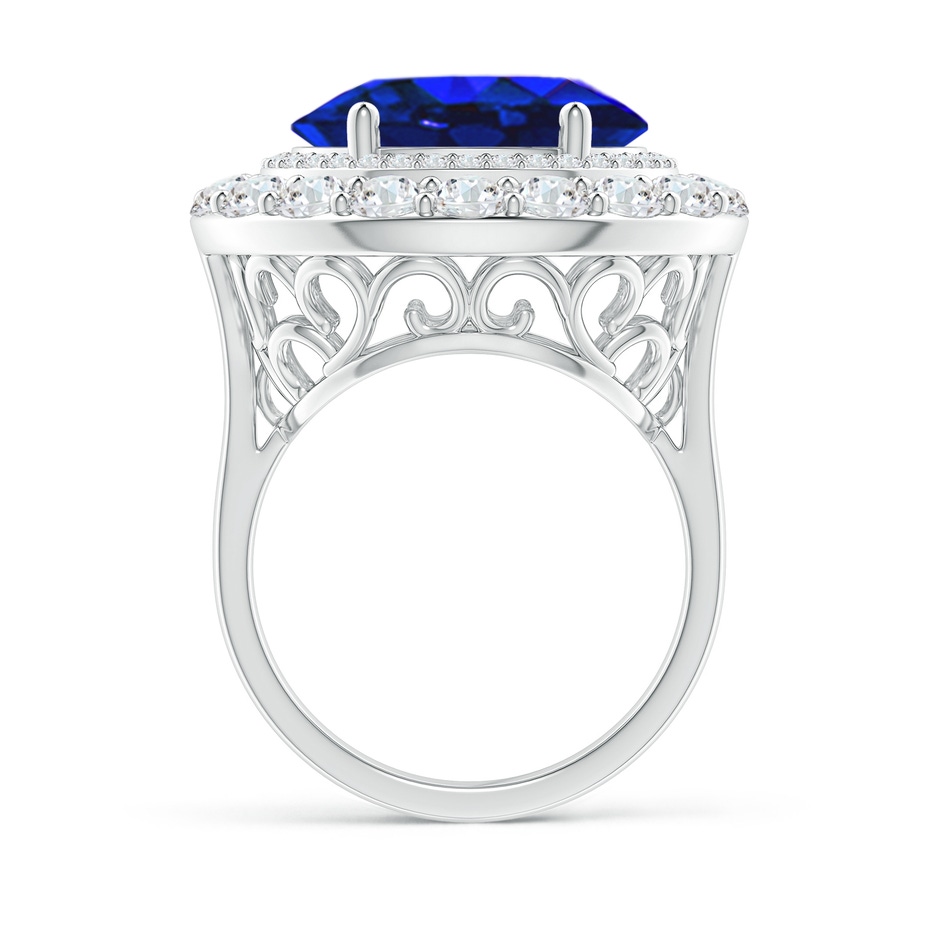 15.67x12.90x9.18mm AAAA Sideways GIA Certified Oval Tanzanite Double Halo Ring in White Gold Product Image