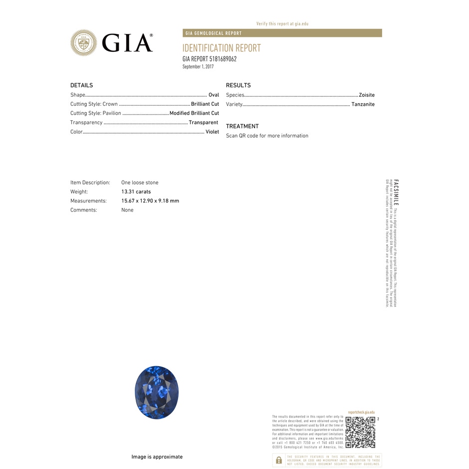 15.67x12.90x9.18mm AAAA Sideways GIA Certified Oval Tanzanite Double Halo Ring in White Gold Product Image