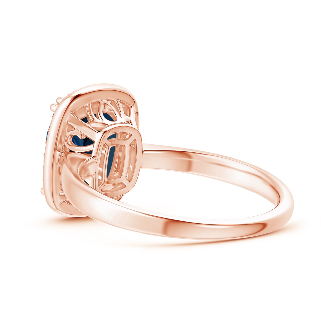 10.19x8.12x5.91mm AAAA GIA Certified Rectangular Cushion London Blue Topaz Cocktail Ring in 18K Rose Gold Side 399
