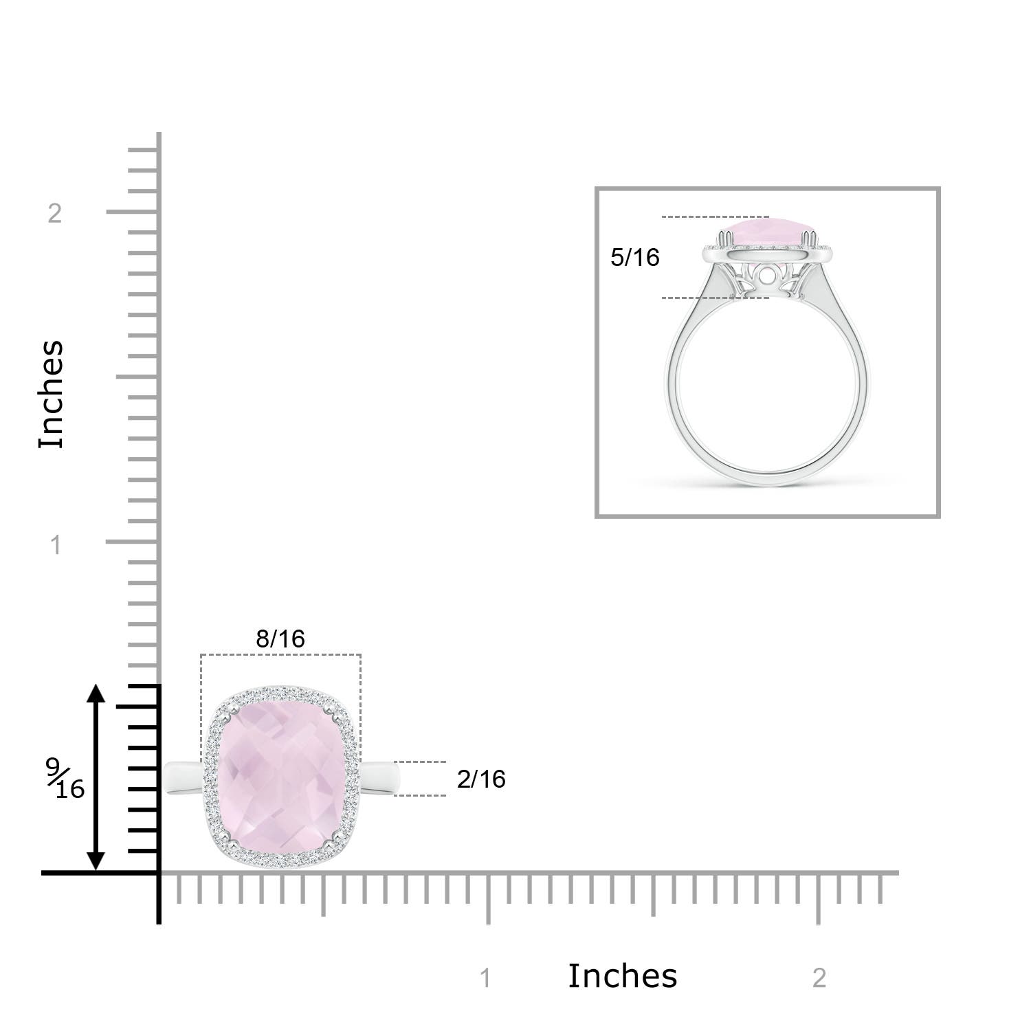 A - Rose Quartz / 4.94 CT / 14 KT White Gold