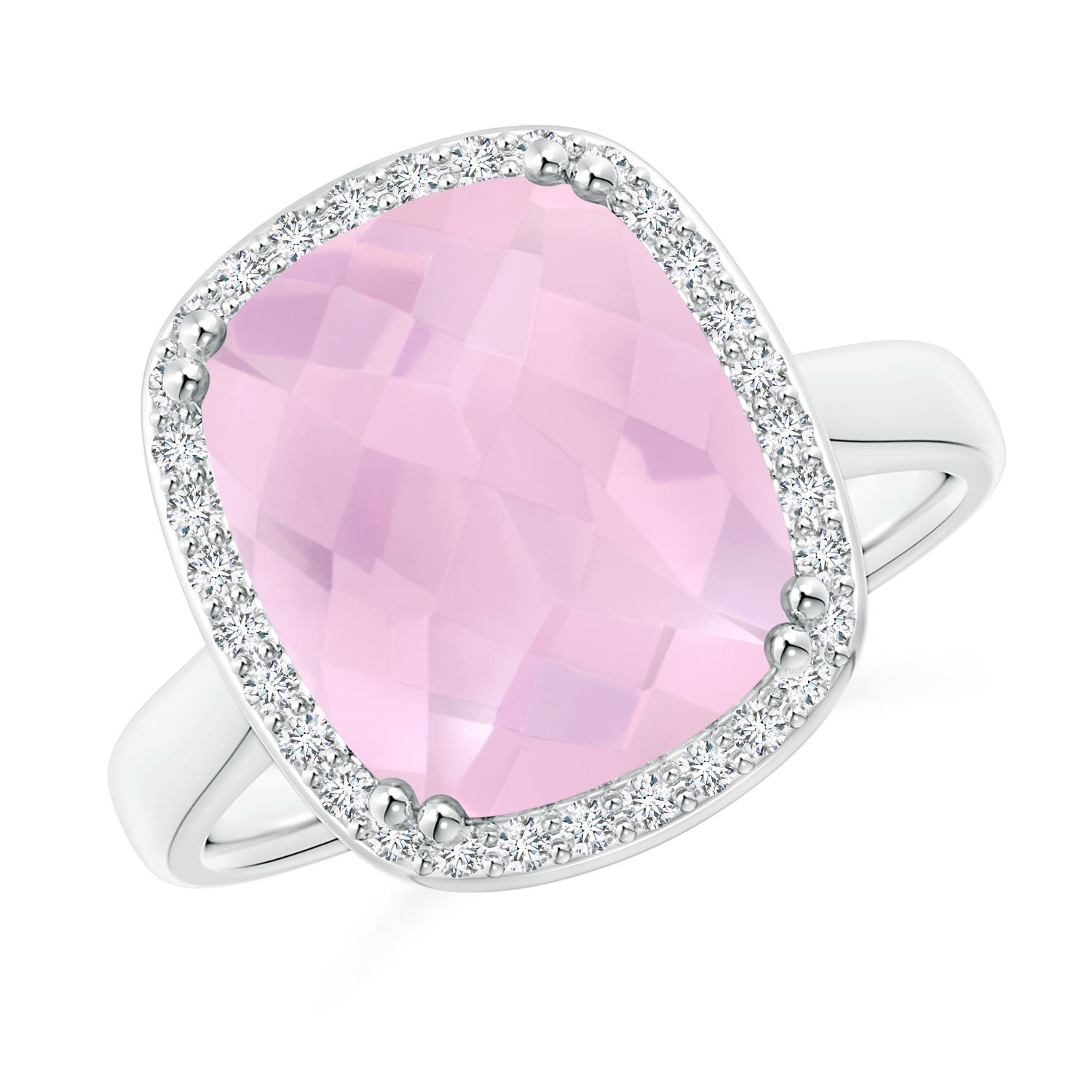 AAAA - Rose Quartz / 4.94 CT / 14 KT White Gold