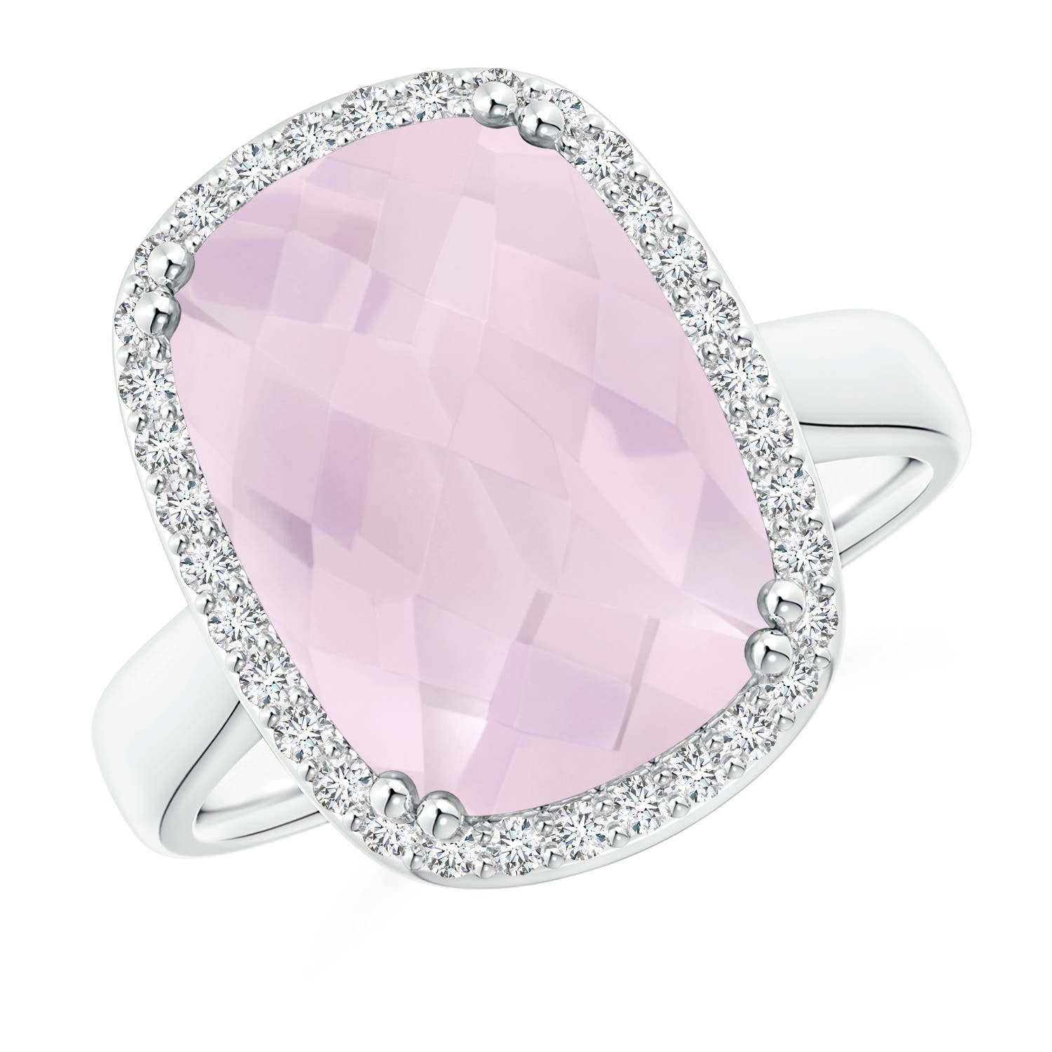 A - Rose Quartz / 6.47 CT / 14 KT White Gold