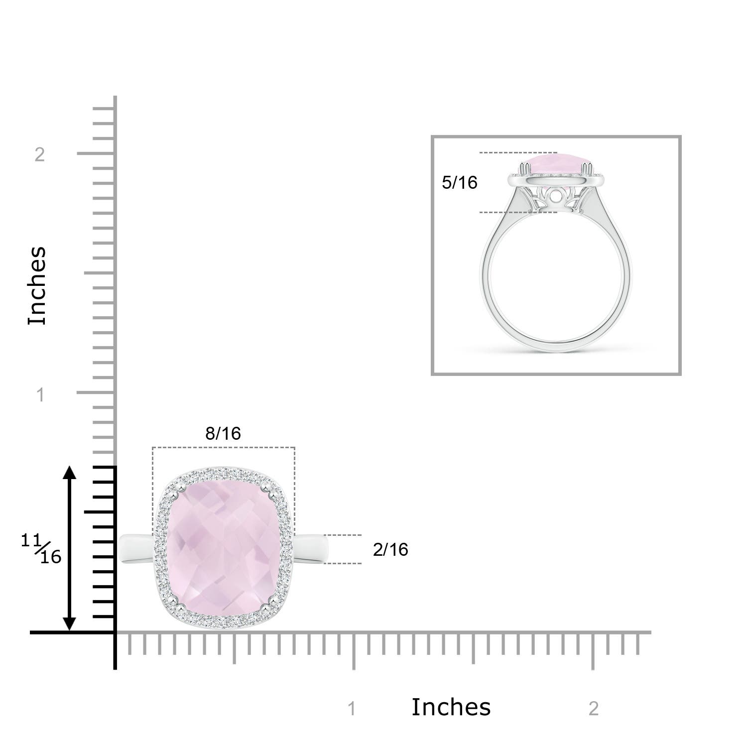 A - Rose Quartz / 6.47 CT / 14 KT White Gold