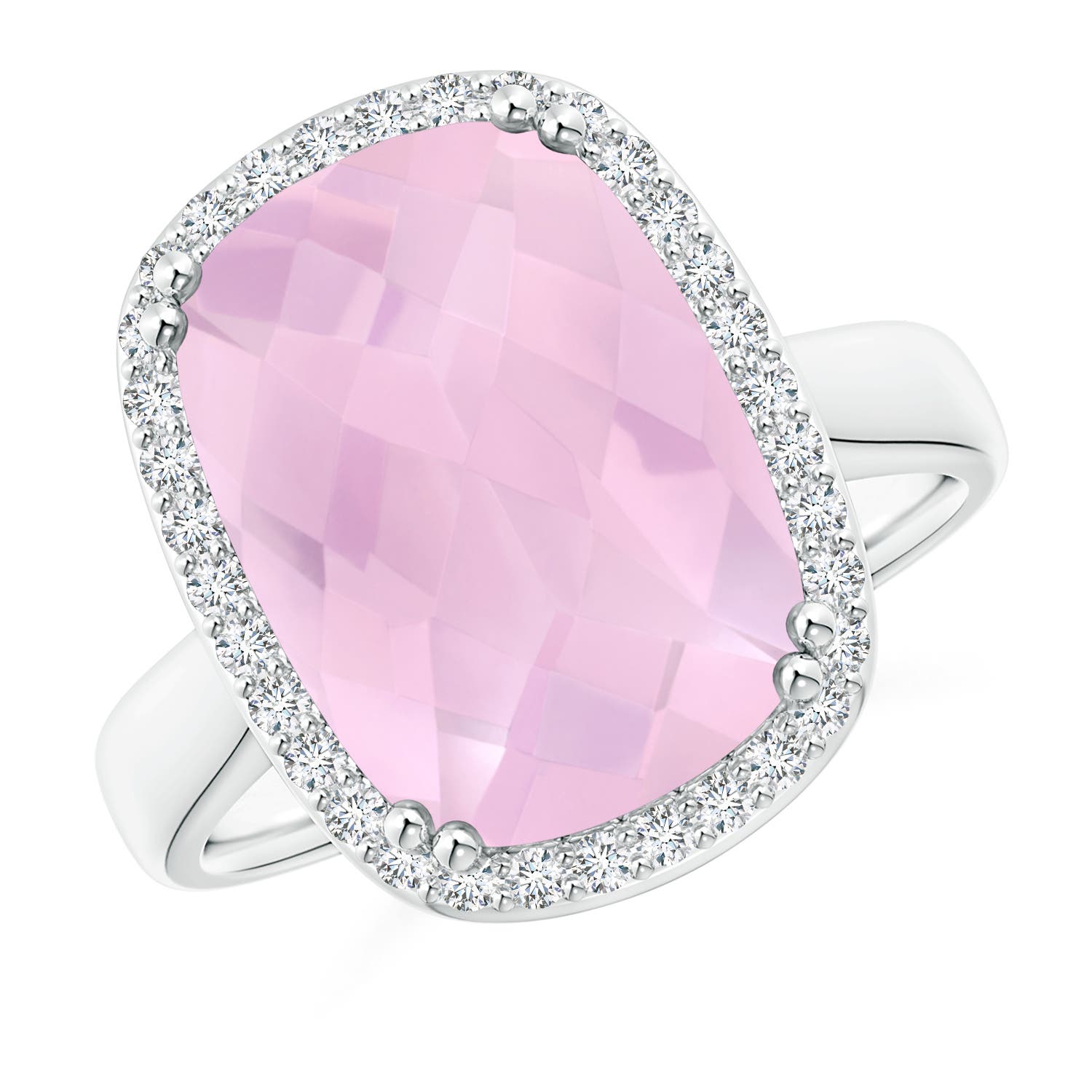 AAAA - Rose Quartz / 6.47 CT / 14 KT White Gold