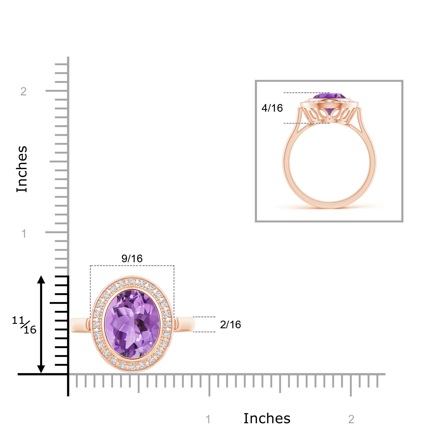 A - Amethyst / 3.34 CT / 14 KT Rose Gold