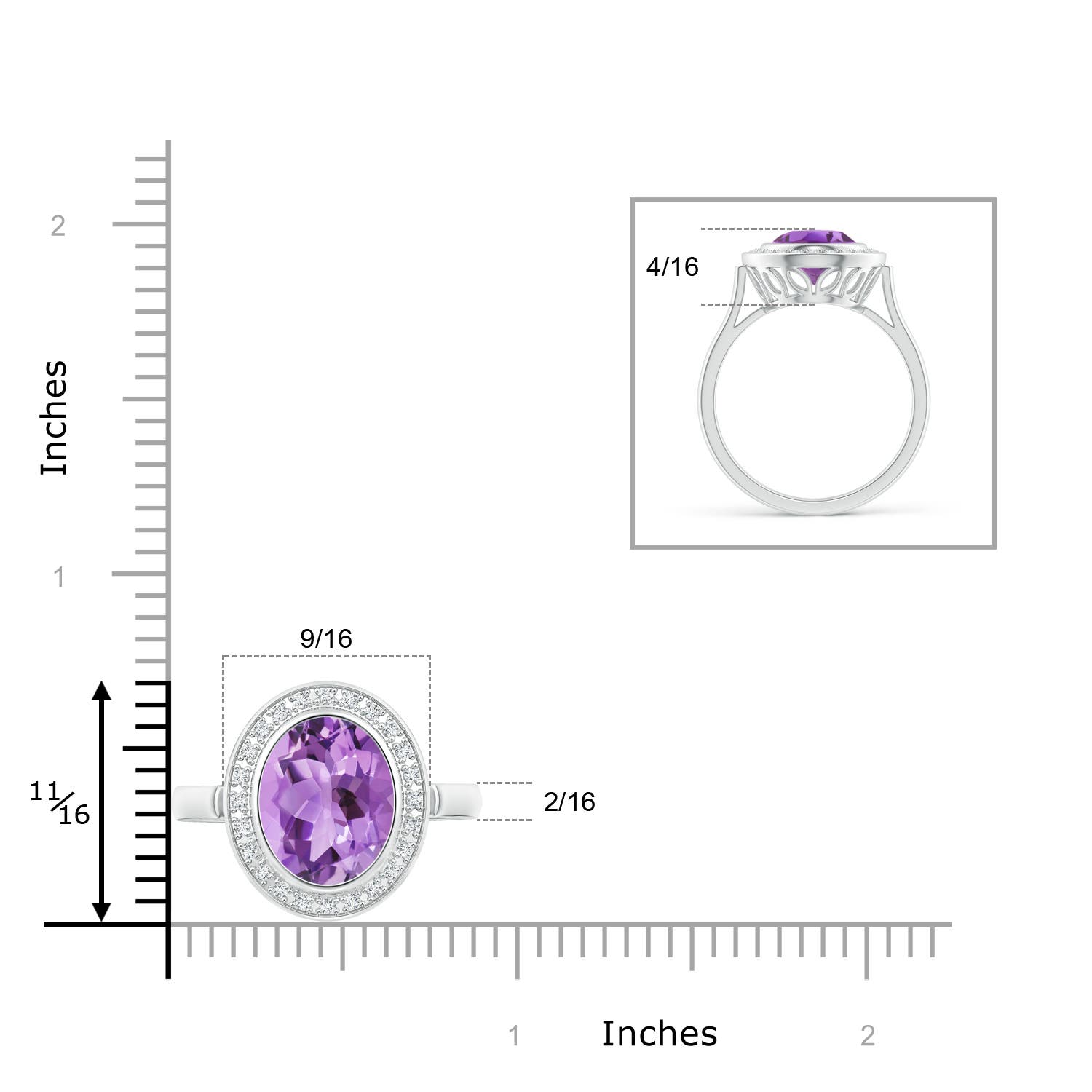 A - Amethyst / 3.34 CT / 14 KT White Gold