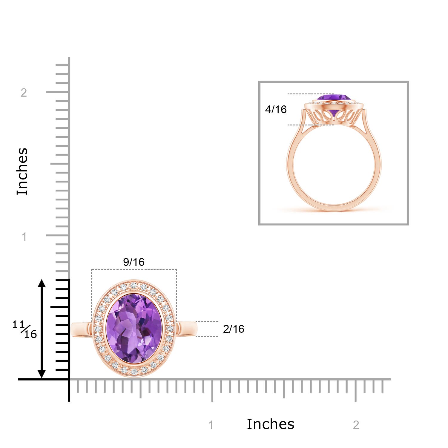 AA - Amethyst / 3.34 CT / 14 KT Rose Gold