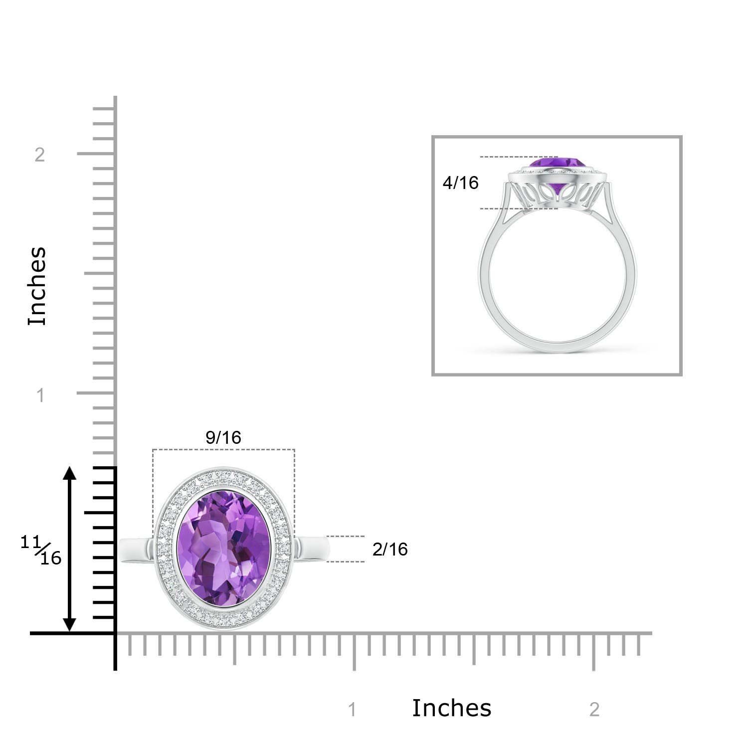 AA - Amethyst / 3.34 CT / 14 KT White Gold