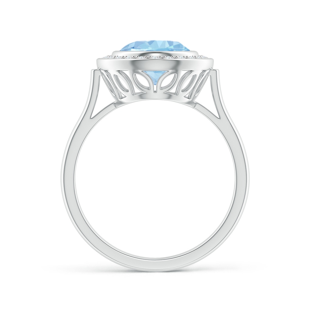 10x8mm AAA Bezel-Set Oval Aquamarine Ring with Diamond Halo in White Gold Product Image