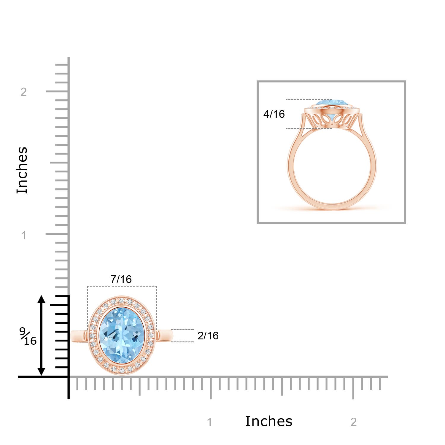 AAAA - Aquamarine / 1.6 CT / 14 KT Rose Gold