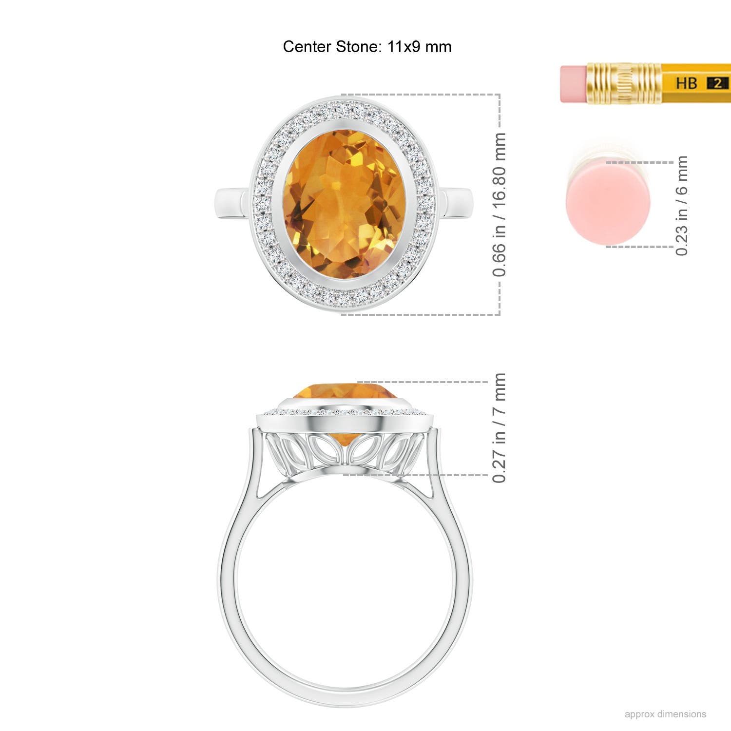 AA - Citrine / 3.59 CT / 14 KT White Gold