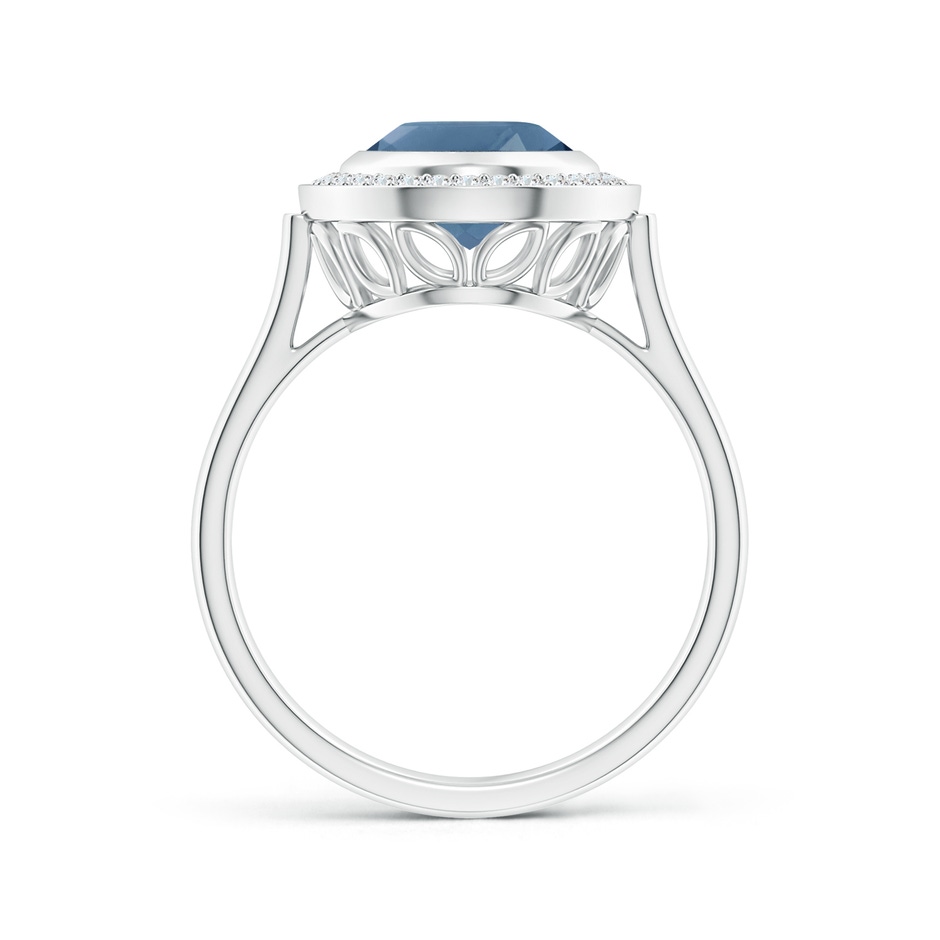 10x8mm A Bezel-Set Oval London Blue Topaz Ring with Diamond Halo in White Gold side-1