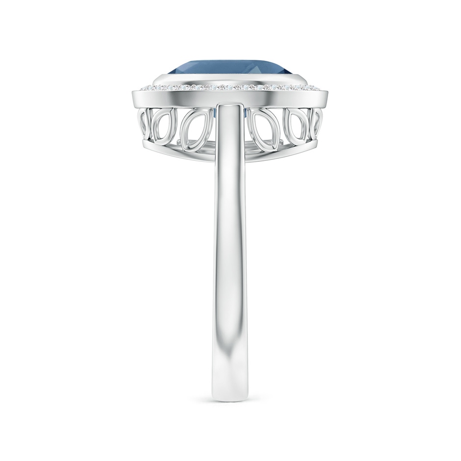 10x8mm A Bezel-Set Oval London Blue Topaz Ring with Diamond Halo in White Gold side-2