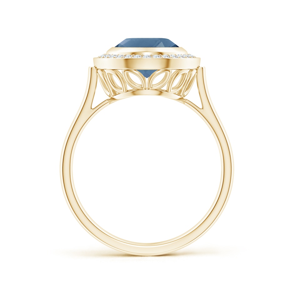 10x8mm A Bezel-Set Oval London Blue Topaz Ring with Diamond Halo in Yellow Gold side-1