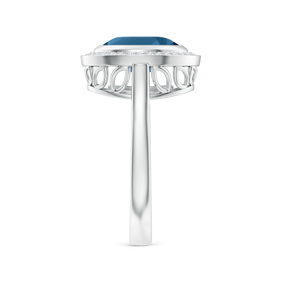 10x8mm AAA Bezel-Set Oval London Blue Topaz Ring with Diamond Halo in White Gold side-2