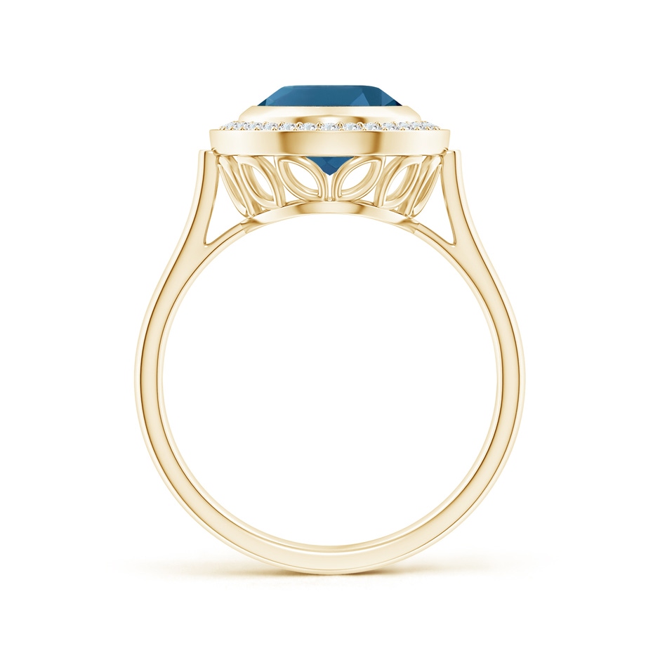 10x8mm AAA Bezel-Set Oval London Blue Topaz Ring with Diamond Halo in Yellow Gold side-1
