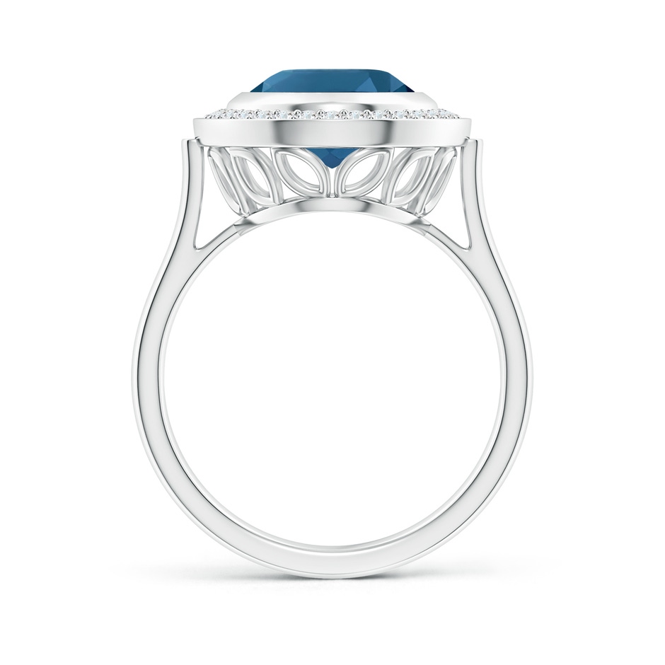 11x9mm AAA Bezel-Set Oval London Blue Topaz Ring with Diamond Halo in White Gold side-1