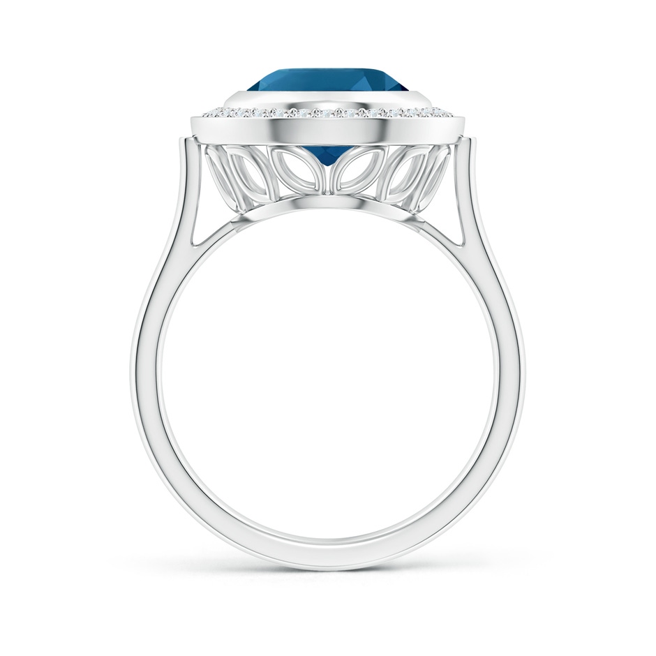 11x9mm AAAA Bezel-Set Oval London Blue Topaz Ring with Diamond Halo in White Gold side-1