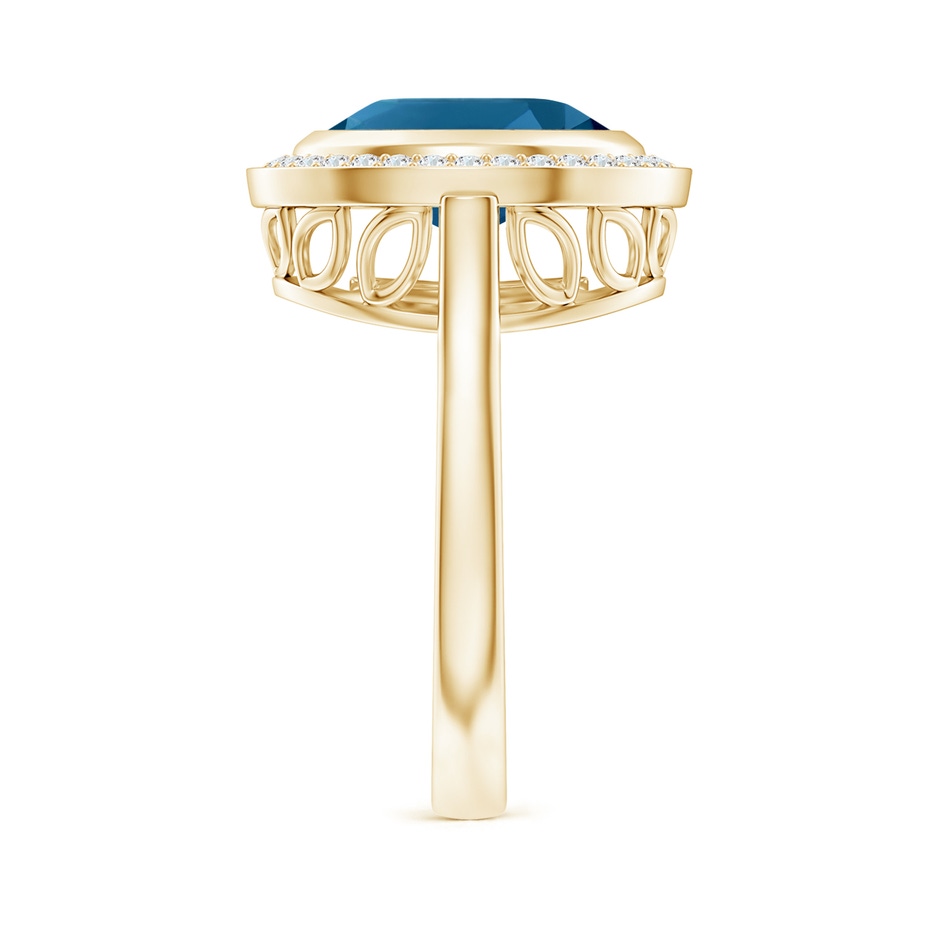 11x9mm AAAA Bezel-Set Oval London Blue Topaz Ring with Diamond Halo in Yellow Gold side-2