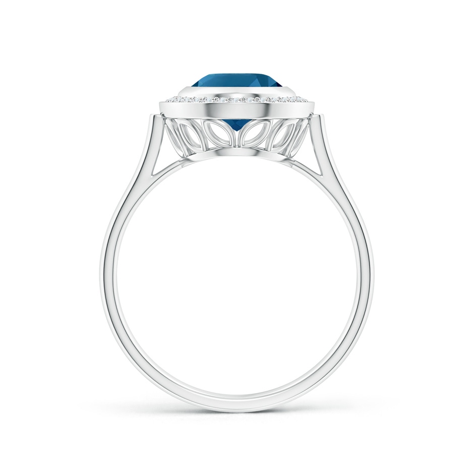 9x7mm AAAA Bezel-Set Oval London Blue Topaz Ring with Diamond Halo in White Gold side-1