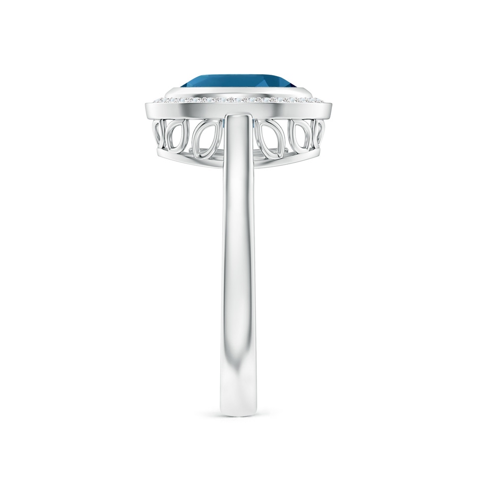 9x7mm AAAA Bezel-Set Oval London Blue Topaz Ring with Diamond Halo in White Gold side-2
