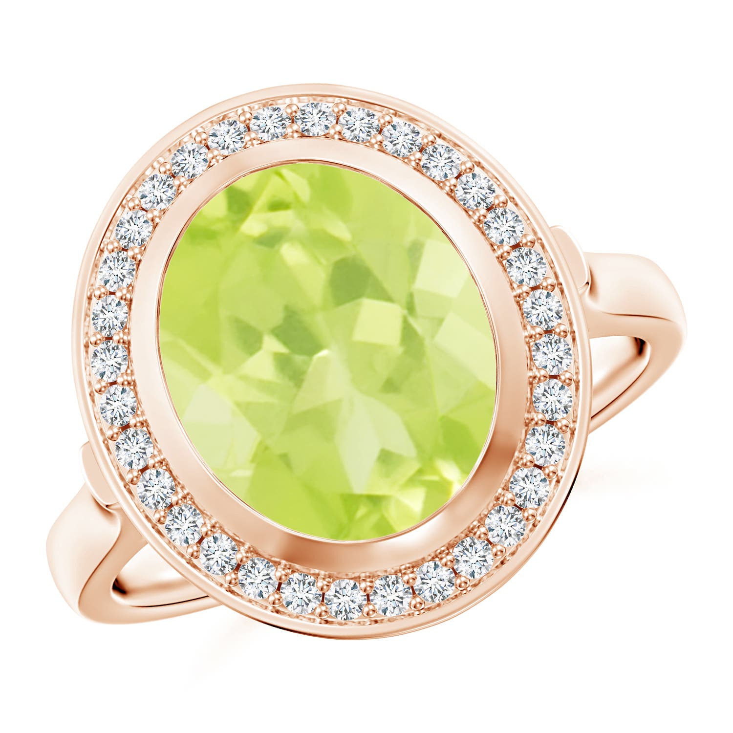 A - Peridot / 4.09 CT / 14 KT Rose Gold