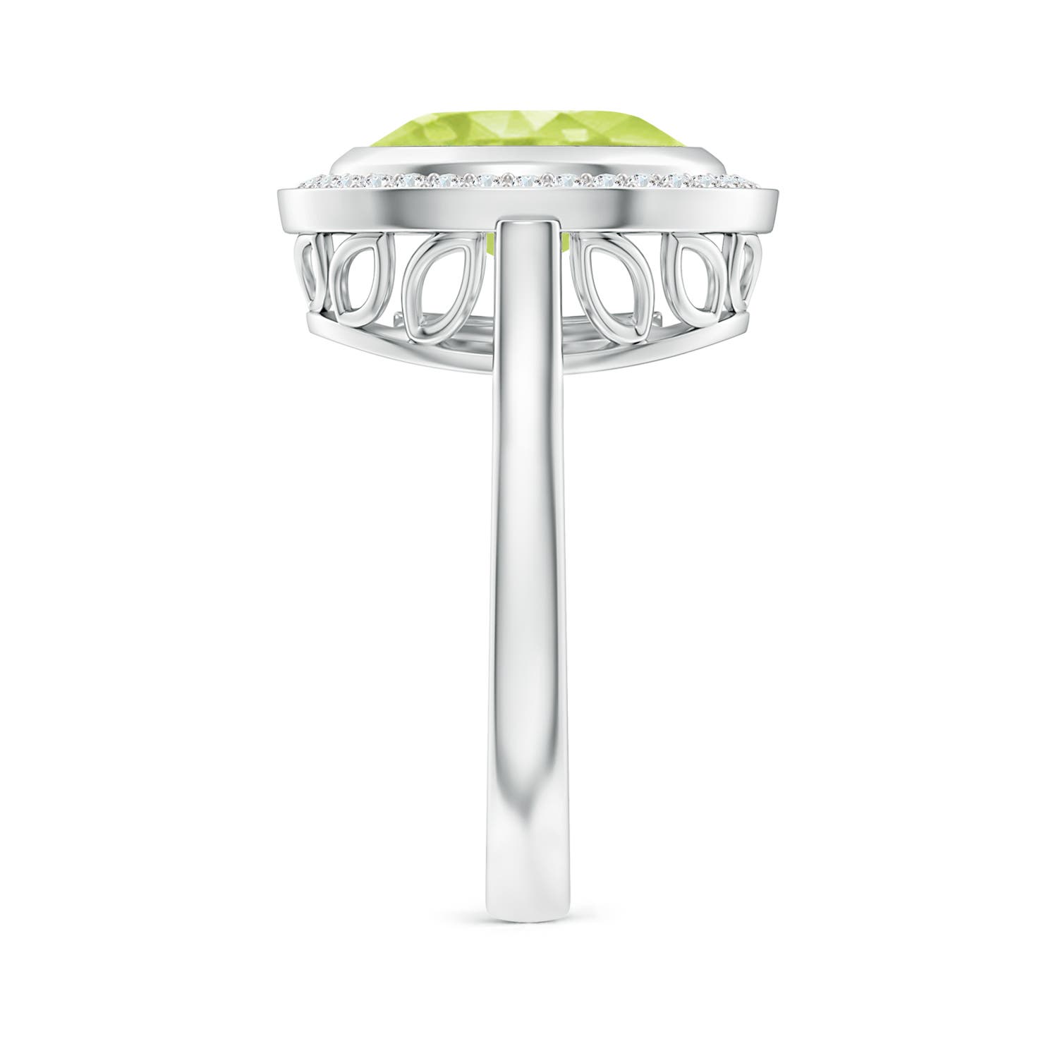 A - Peridot / 4.09 CT / 14 KT White Gold