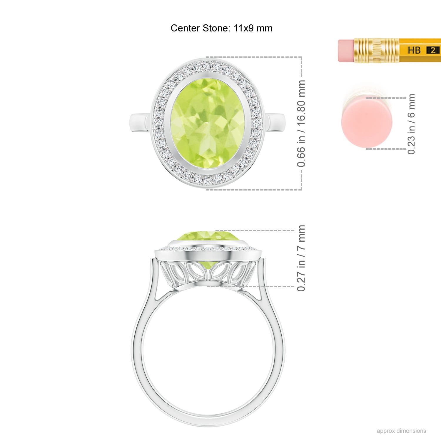 A - Peridot / 4.09 CT / 14 KT White Gold