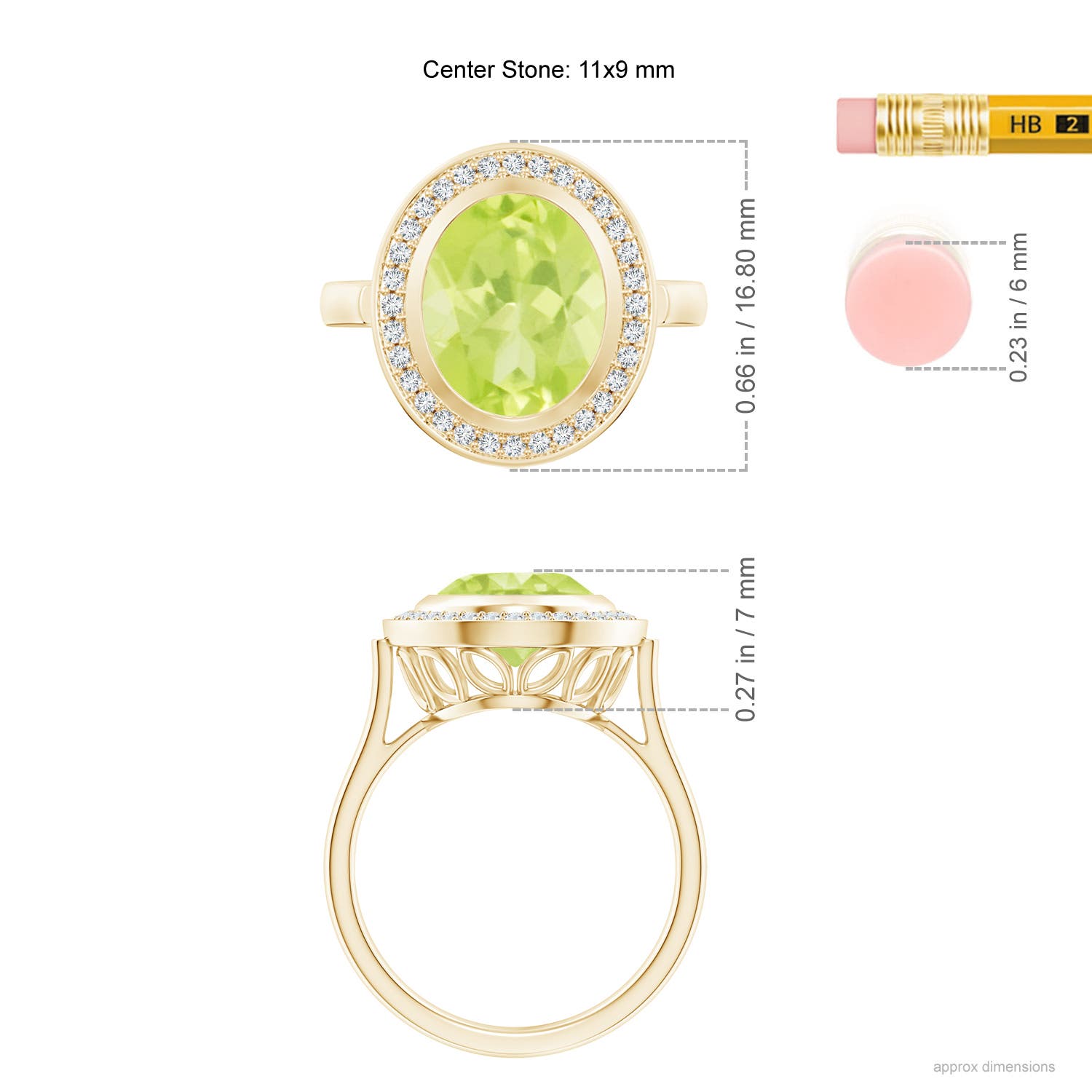 A - Peridot / 4.09 CT / 14 KT Yellow Gold