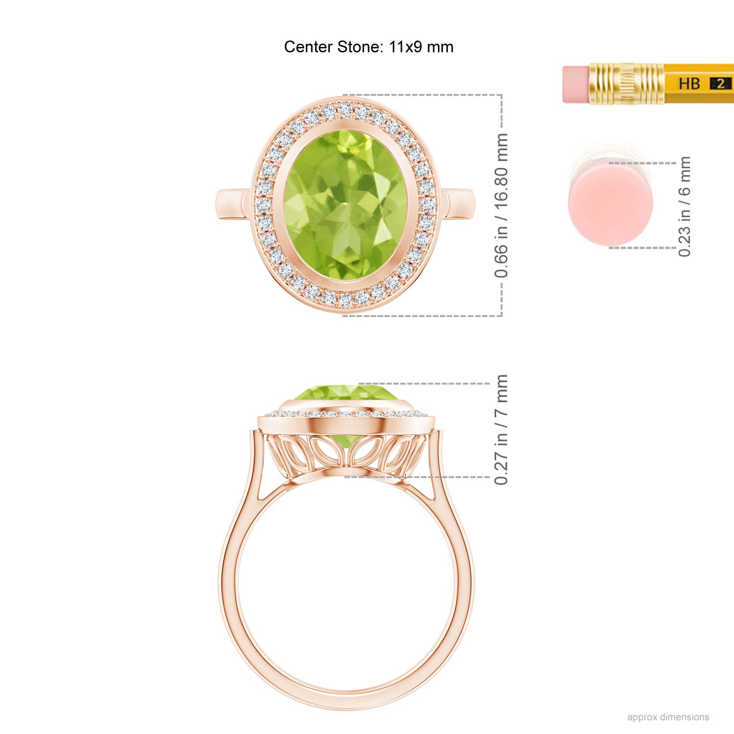 AA - Peridot / 4.09 CT / 14 KT Rose Gold