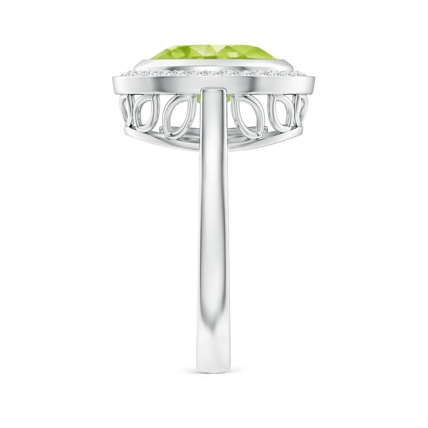 AA - Peridot / 4.09 CT / 14 KT White Gold