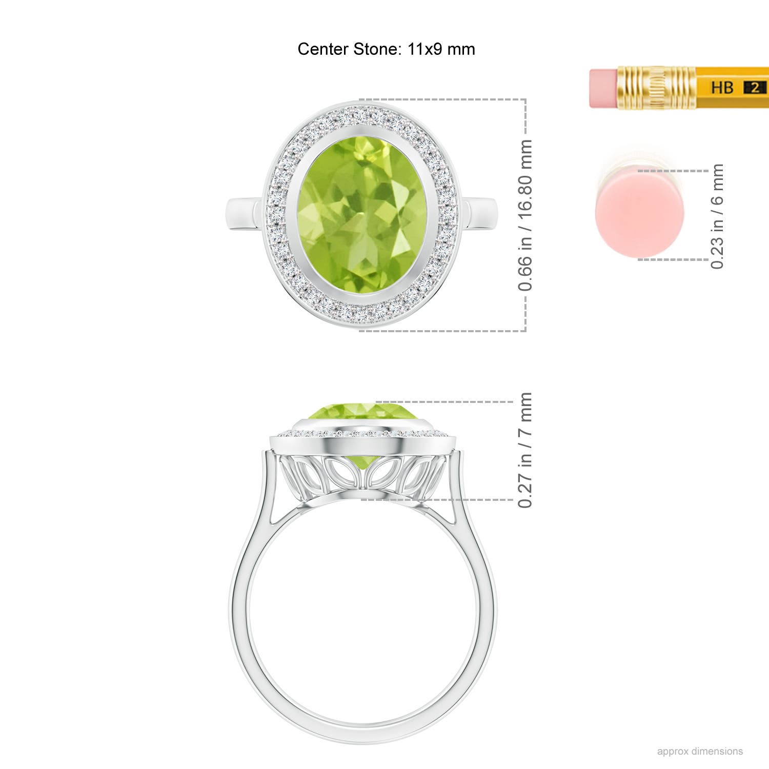 AA - Peridot / 4.09 CT / 14 KT White Gold