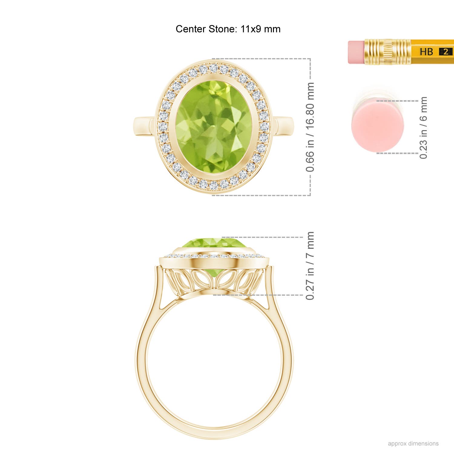 AA - Peridot / 4.09 CT / 14 KT Yellow Gold