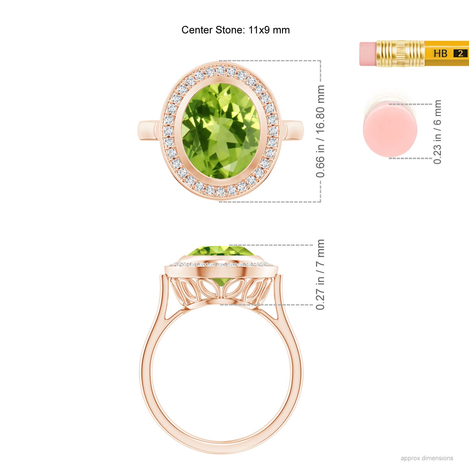 AAA - Peridot / 4.09 CT / 14 KT Rose Gold