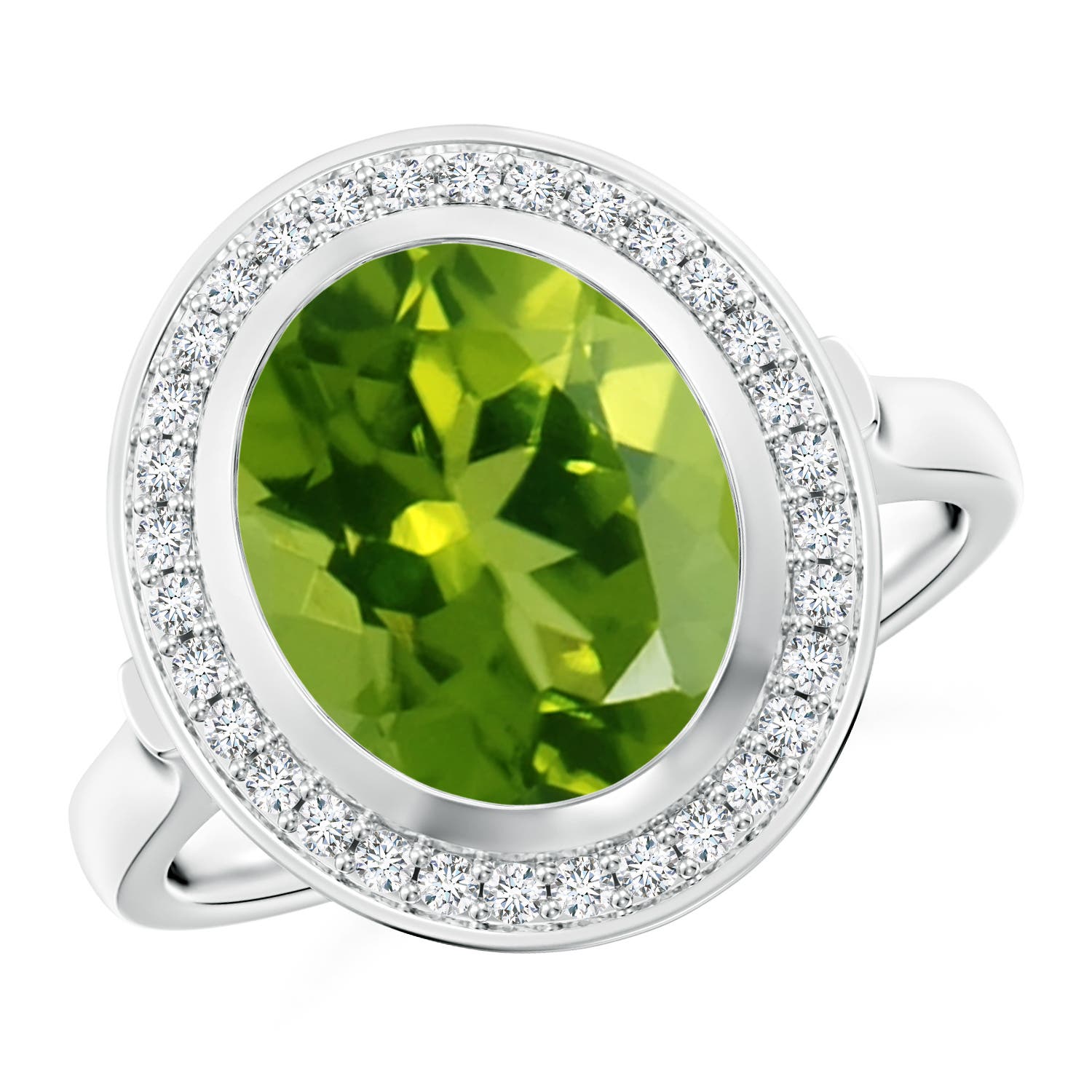 AAAA - Peridot / 4.09 CT / 14 KT White Gold