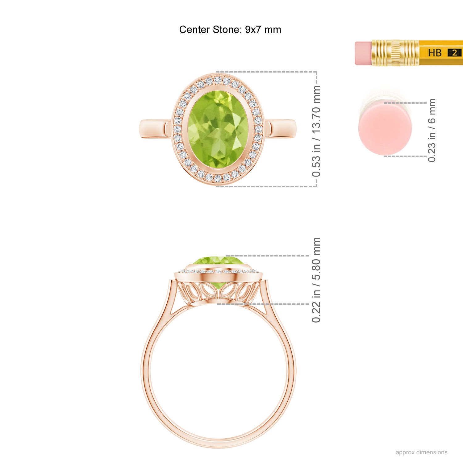 AA - Peridot / 2 CT / 14 KT Rose Gold