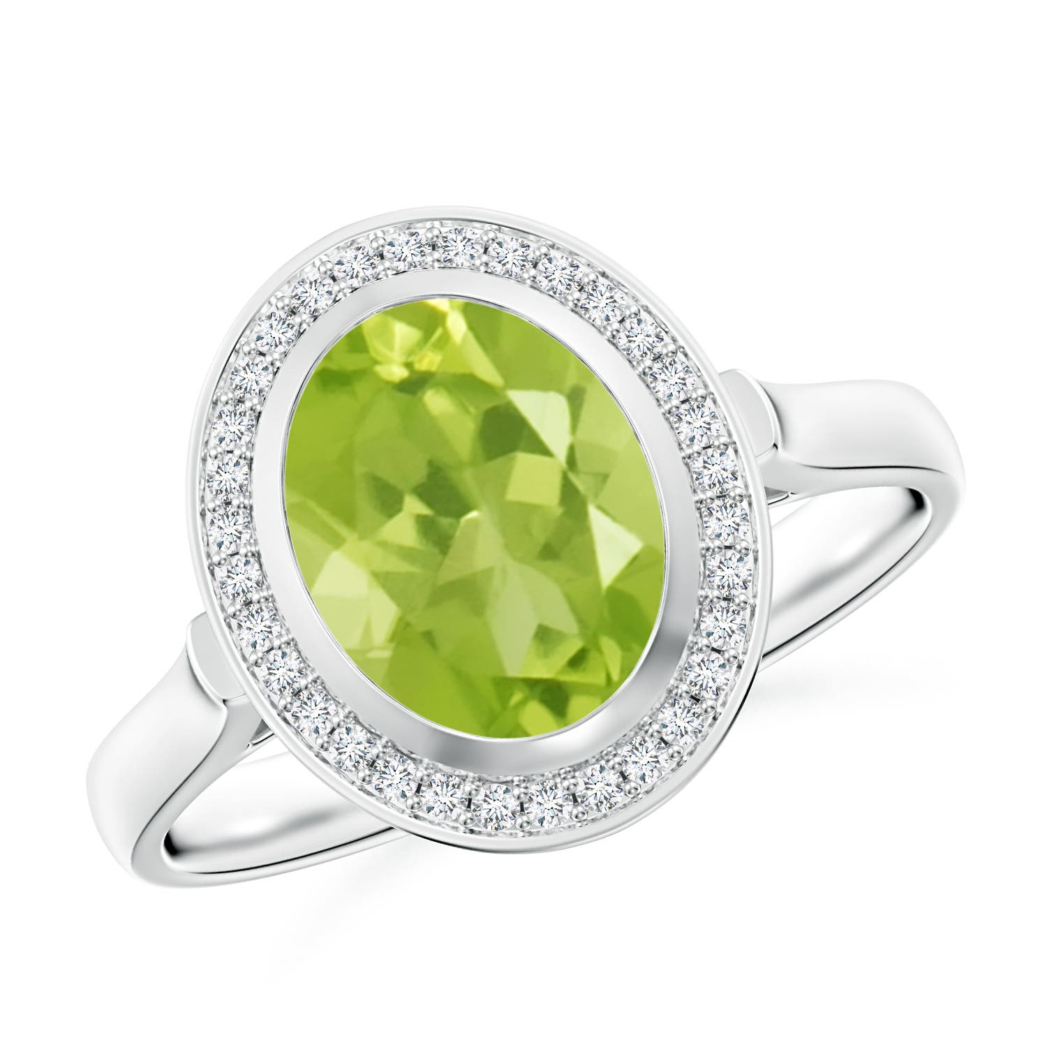 AA - Peridot / 2 CT / 14 KT White Gold