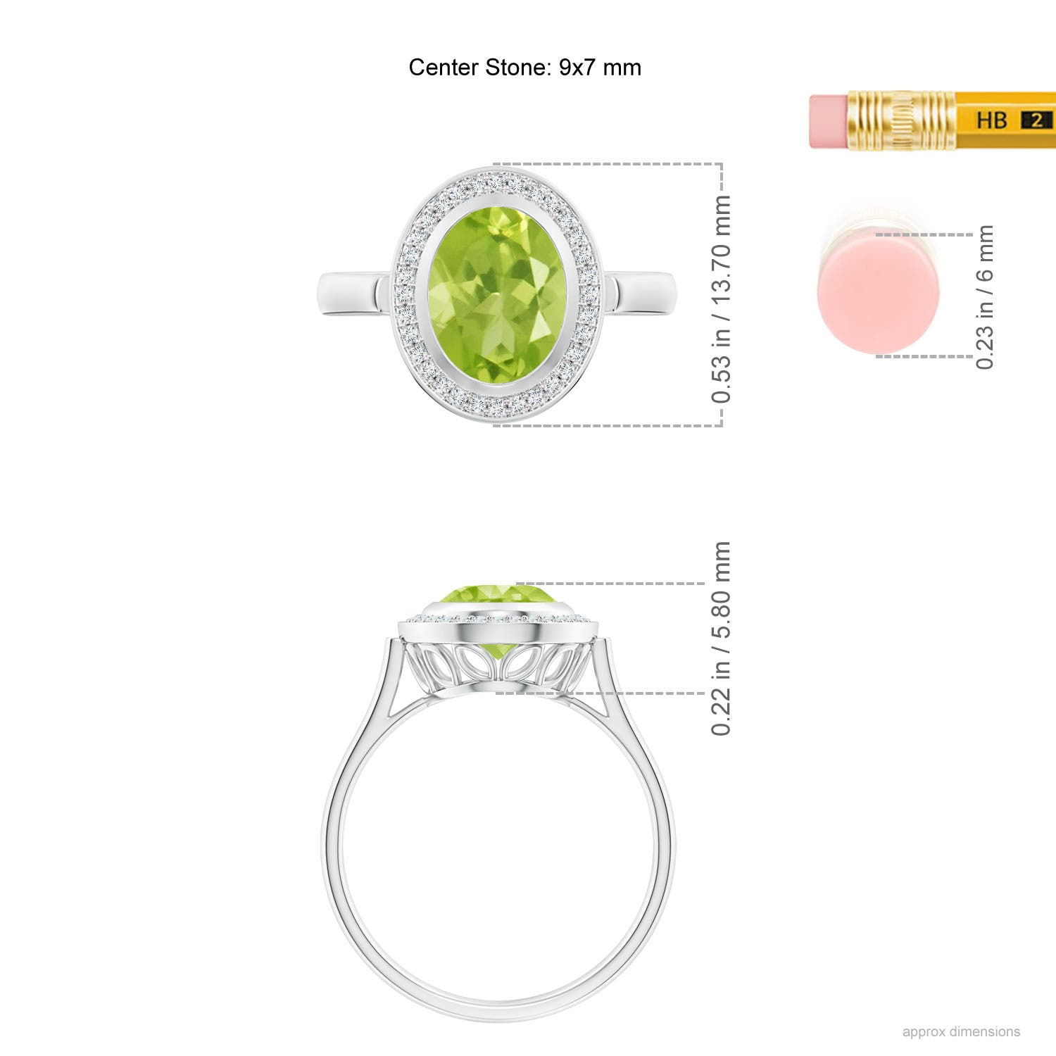 AA - Peridot / 2 CT / 14 KT White Gold