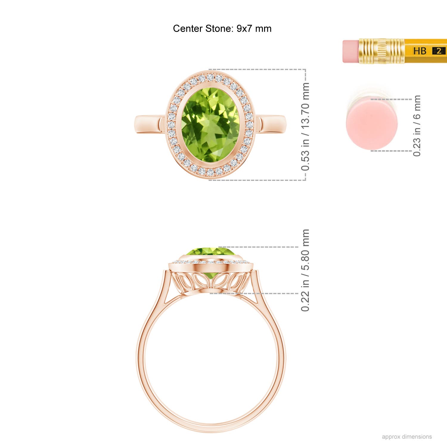 AAA - Peridot / 2 CT / 14 KT Rose Gold