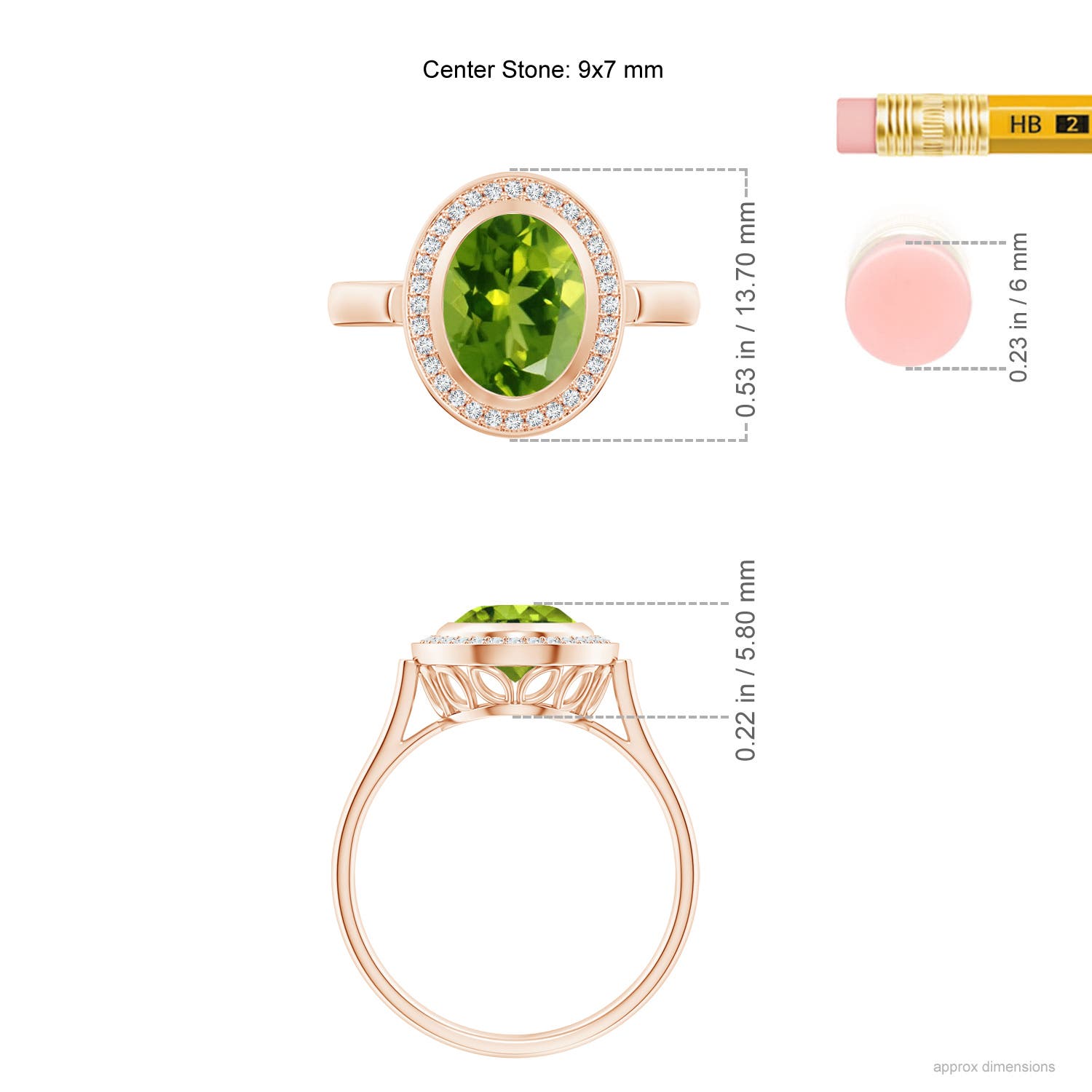 AAAA - Peridot / 2 CT / 14 KT Rose Gold