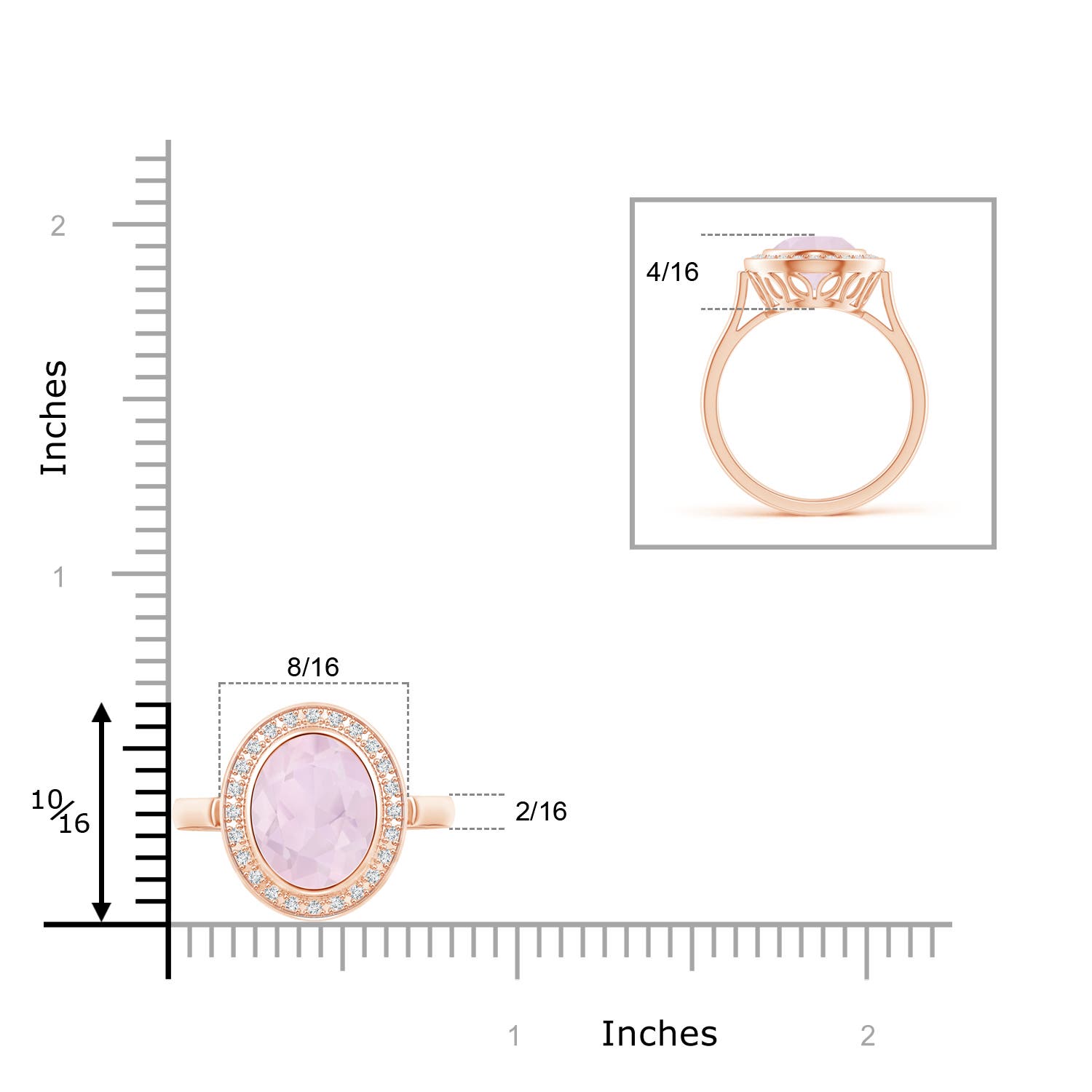 A - Rose Quartz / 2.36 CT / 14 KT Rose Gold