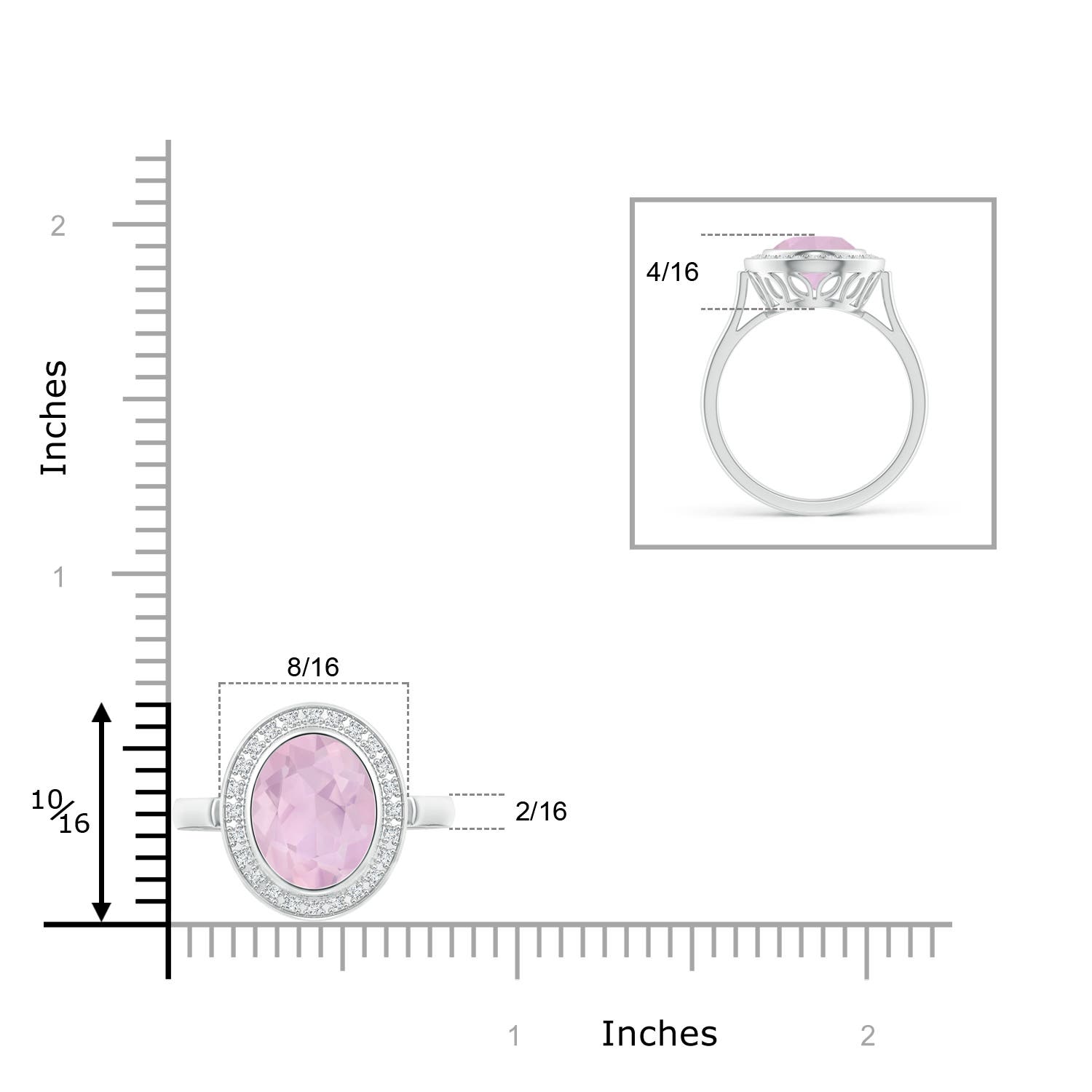 AAA - Rose Quartz / 2.36 CT / 14 KT White Gold