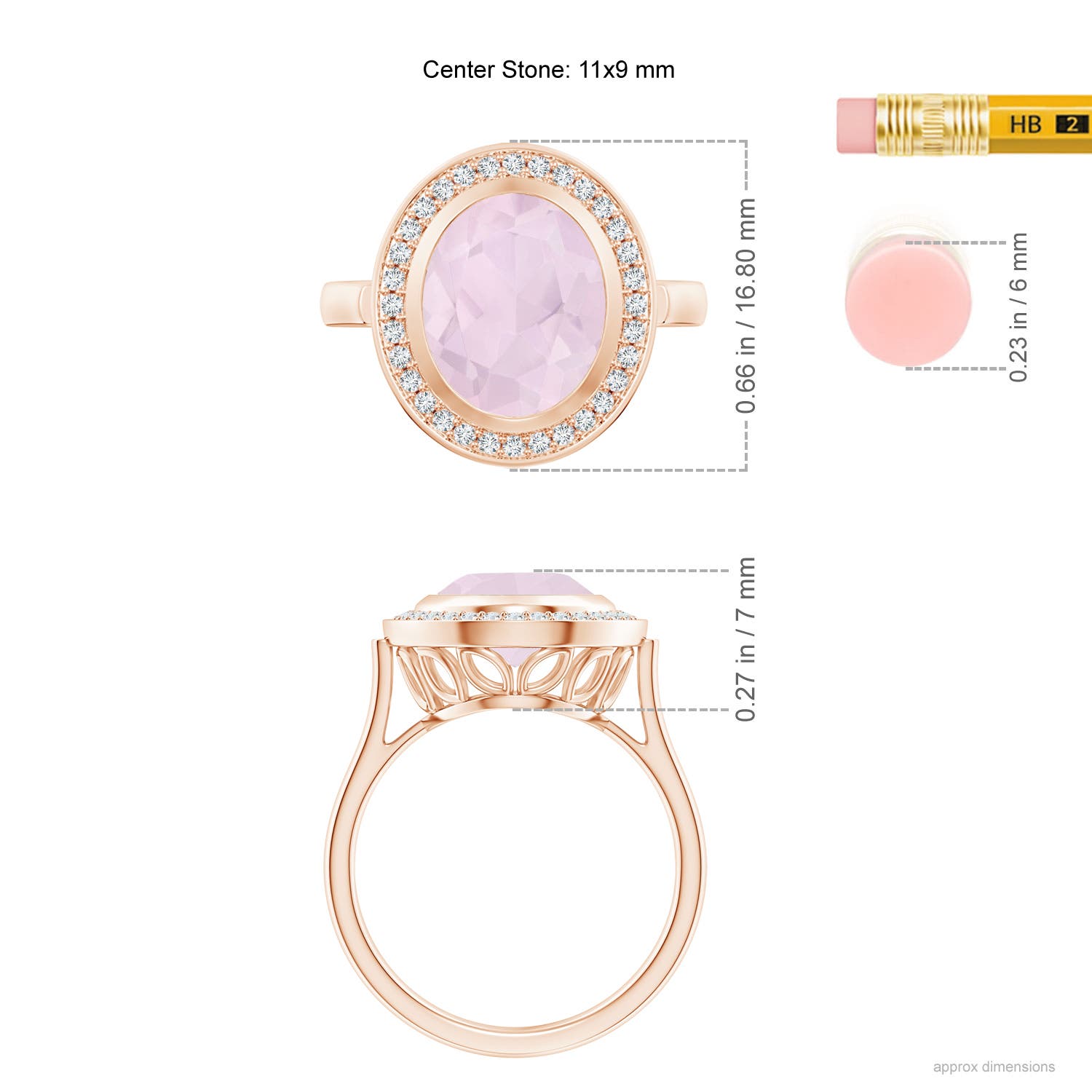 A - Rose Quartz / 3.44 CT / 14 KT Rose Gold