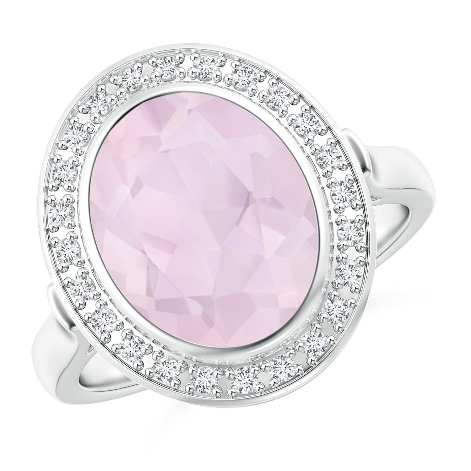 A - Rose Quartz / 3.44 CT / 14 KT White Gold