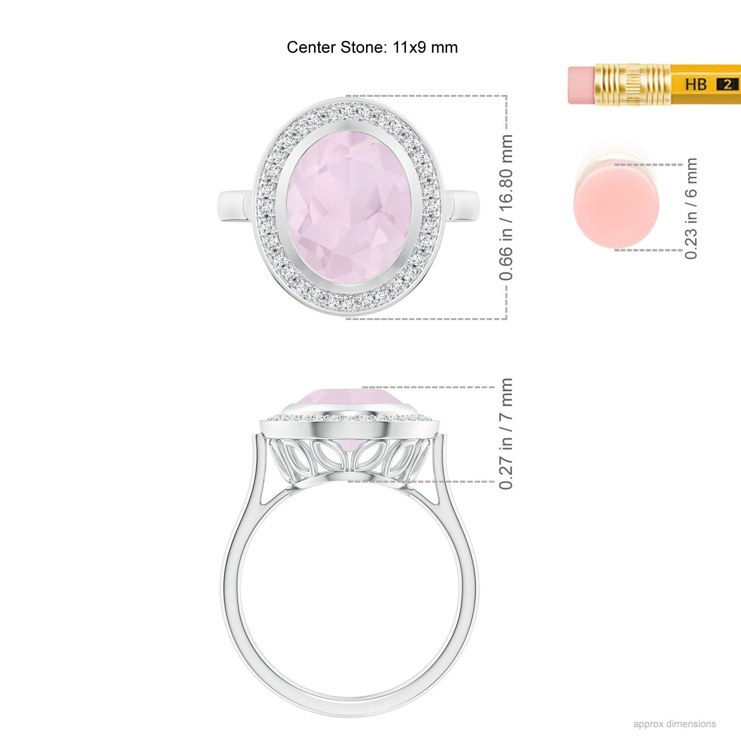 A - Rose Quartz / 3.44 CT / 14 KT White Gold