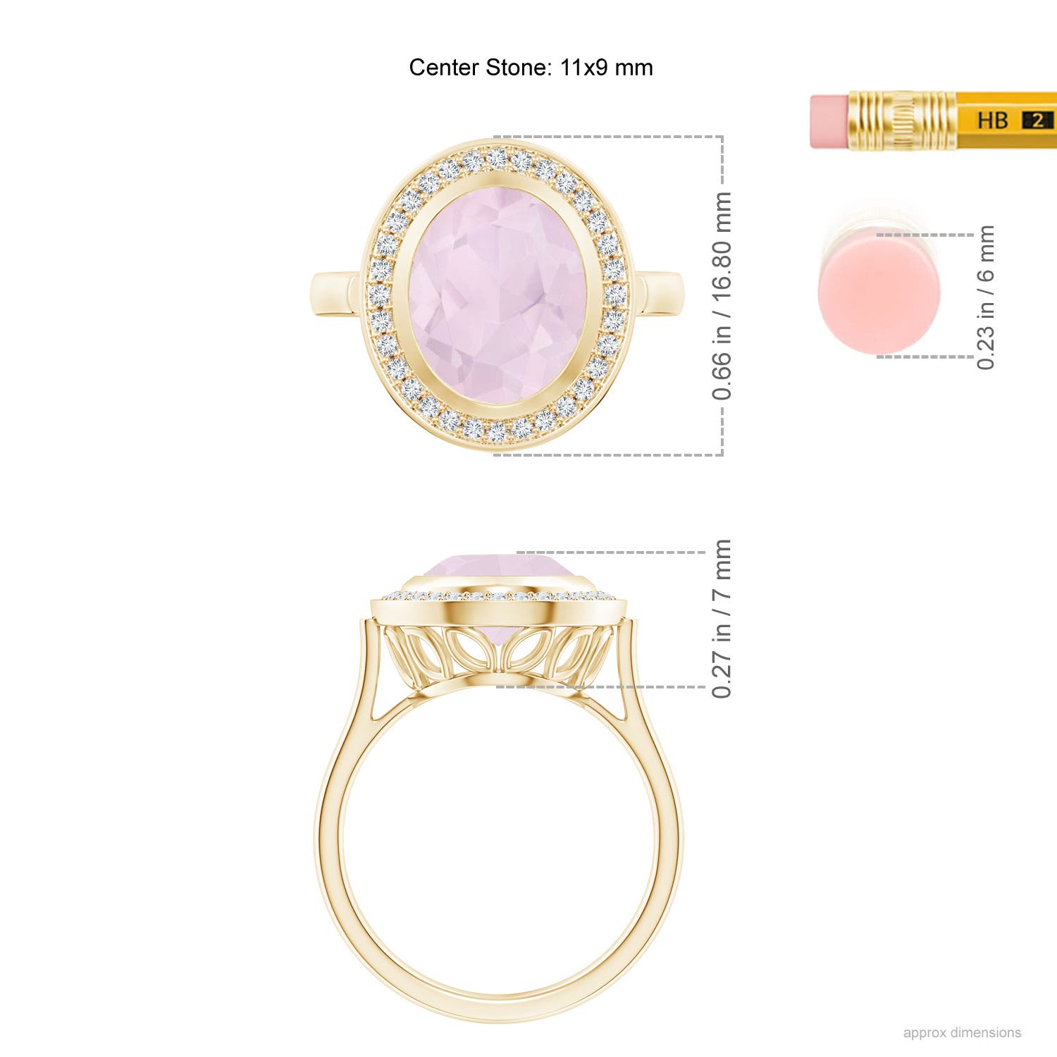 A - Rose Quartz / 3.44 CT / 14 KT Yellow Gold