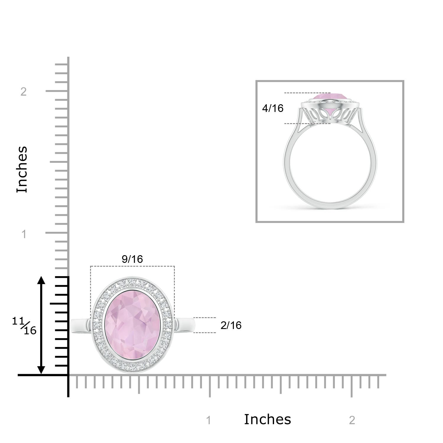 AAA - Rose Quartz / 3.44 CT / 14 KT White Gold