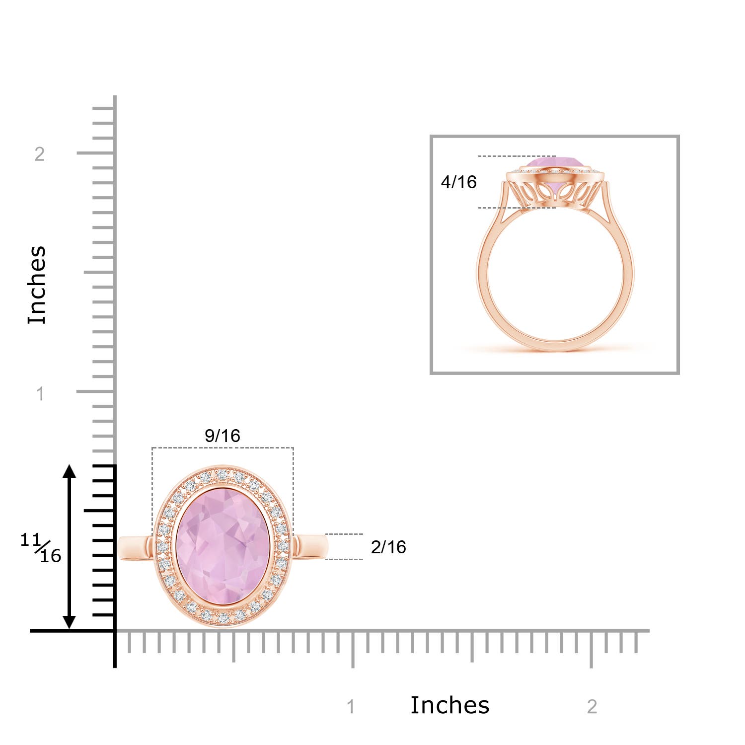 AAAA - Rose Quartz / 3.44 CT / 14 KT Rose Gold