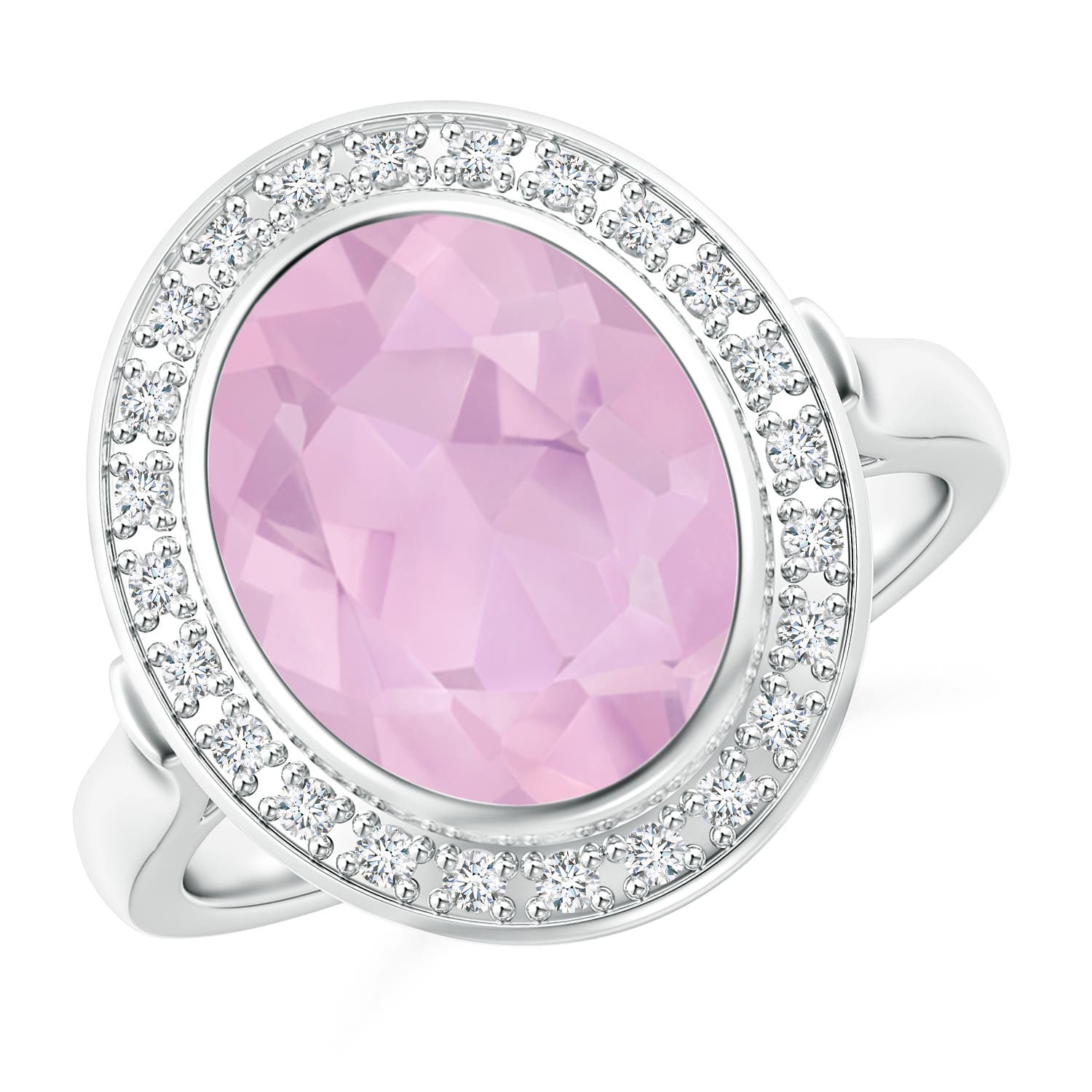 AAAA - Rose Quartz / 3.44 CT / 14 KT White Gold