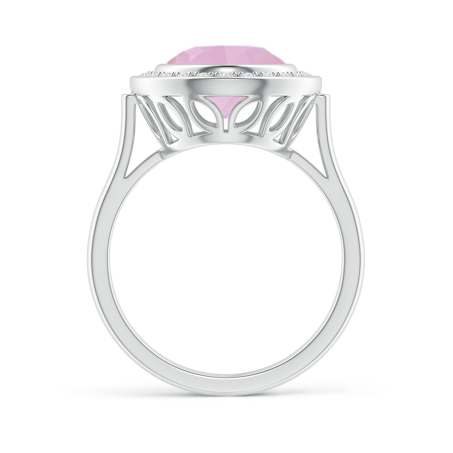 AAAA - Rose Quartz / 3.44 CT / 14 KT White Gold